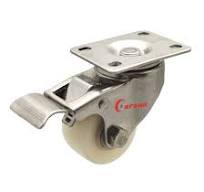 [Hot Item] 304 Stainless Steel White Nylon Caster Wheels Medium Duty Swivel  Caster with Stainless Steel Brake