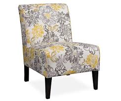 Lacey Gray Yellow Floral Armless Accent Chair Accent Chairs Yellow Accent Chairs Side Chairs