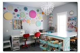 The stone buffet counter doubles as a durable workspace while a tall swivel chair can be used as a crafting chair or extra dining room seating. Craft Room Organization Sugar Bee Crafts