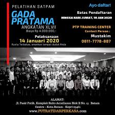 Tujuannya, agar memastikan proses verifikasi berkas dapat berjalan dengan baik. Pelatihan Satpam Gada Pratama Angkatan Xlvii Telah Dibuka Pt Putra Tidar Perkasa