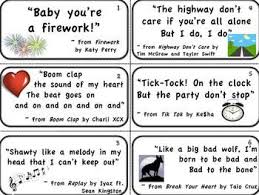 Figurative language is used in poems, songs, books, short stories, and in everyday language. Figurative Language Task Cards Set Of 24 Pop Song Themed Cards This Product Featu Figurative Language Task Cards Figurative Language Figurative Language Fun