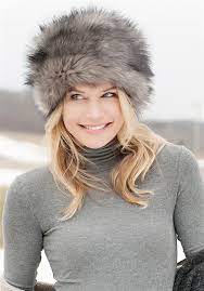 Grey Wolf Faux Fur Russian Hat Womens Faux Fur Hats Russian Clothing Russian Hat Women Russian Fashion