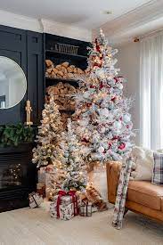 Craftberry Bush Christmas In The Kitchen And Family Room Https Www Craftberrybush In 2021 Flocked Christmas Trees Christmas Tree Inspiration Plaid Christmas Tree
