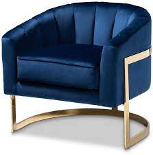baxton studio tomasso dark blue chair in 2021 velvet lounge chair blue and gold living room blue chair