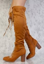 If ordering half sizes, we recommend ordering the next size down. Lara Camel Almond Toe Scalloped Lace Up Knee High Boot Only 10 88 Wholesale Fashion Shoes
