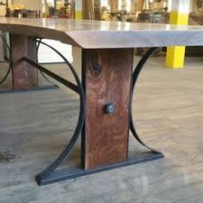 Rare Bastogne Walnut Dining Table With Steel And Walnut Base By Donald Mee Metal Table Base Metal Table Legs Metal Table