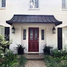 Awningdesign Posted To Instagram The Black Metal Juliet Door Awning Awnings Copperawning Metalawning Fro Awning Over Door House Awnings Front Door Canopy