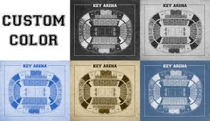 Vintage Print Of Key Arena Seating Chart Free Shipping