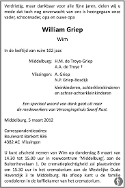 William (Wim) Griep ✝ 4 maart 2012 • overlijdensbericht en condoleances