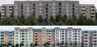A Berlin Makeover This City Quarter In The Tower Block Filled District Of Marzahn Hellersdorf Is Literally A Facade Large Mural Berlin Travel Berlin