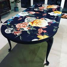 Upcycled Dining Table Decoupaged Dining Table Muck N Brass Funky Painted Furniture Decoupage Furniture Decoupage Table