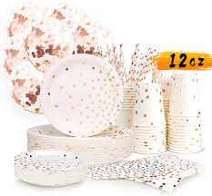 Earth wise tree free heavyweight dinner plate 500 ct. Amazon Com 300pcs Rose Gold Paper Party Supplies Disposable Paper Plates Dinnerware Set Rose Gold Dots 50 Dinner Plates 50 Dessert Plates 50 Cups 50 Napkins 50 Straws 50 Balloons Birthday Party Wedding Holiday Kitchen Dining