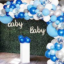 Amazon Com 135 Pieces Blue Balloon Garland Arch Kit White Blue Silver And Blue Confetti Latex Balloons For Baby Shower Wedding Birthday Party Centerpiece Backdrop Background Decoration Toys Games