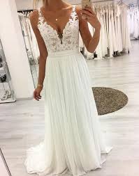 White V Neck Lace Chiffon Long Prom Dress White Lace Evening Dress White Lace Dress Long White Evening Dress Lace Evening Dresses