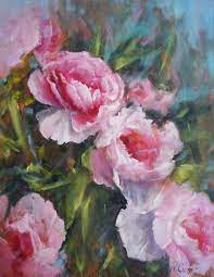 Peony Flower Oil Painting Strawberry Painting Kitchen Wall Art Fruit Still Life Original Canva Oil Painting Flowers Flower Painting Flower Painting Original