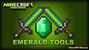 It is slightly weaker than iron, but much more durable! Emerald Tools Mod For Minecraft Pe Ios Android Download