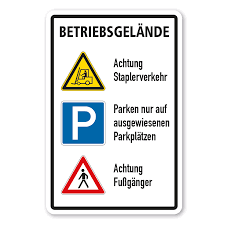 Sonst ist derartiges parken nur bei behinderung anderer (§ 1 stvo) ordnungswidrig (olg frankfurt dar 78, 83 Betriebsschild Kombinationsschild Betriebsgelande Achtung Staplerverkehr Parken Nur Auf Ausgewiesenen Parkplatzen Achtung Fussganger Kombi Vz K 30 Deinschilderdruck De