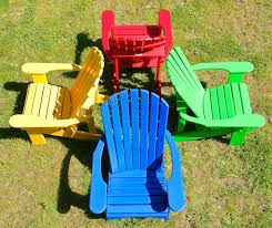 Bright Red Yellow Blue Green Western Red Cedar Adirondack Chairs Make A Bold Statement Adirondack Furniture Adirondack Chairs Outdoor Chairs