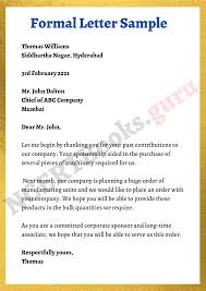 Formal Letter Format Template Samples How To Write A Formal Letter