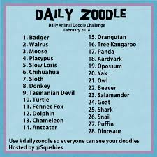 For this month, the argument was how to draw expressions in animals! Daily Zoodle Monthly Animal Doodle Challenge Drawing Challenge Drawing Prompt Creative Drawing Prompts