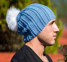 Hat Men Cashmere Cap Hand Knitted Blue Italian Cashmere Knit Man Hat Slouchy Hat Blue Hat Gift For Him Hand Kni Hats For Men Hand Knitting Knit Men