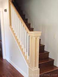 A Diy Oak Banister Makeover Tutorial And Tips Stair Makeover Diy Stair Railing Diy Stairs