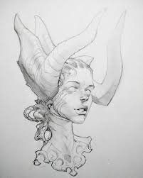 Female Demon Heads What Do You Guys Like To Draw When You Don T Have Any Ideas Or Desire To Find Them Drawcember2 Drawings Sketches Demon Drawings