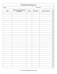 Record Pulse Oxygen Saturation Levels With This Printable