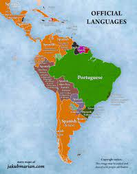 Official Languages In South And Central America Latin America Map South America Map South American History