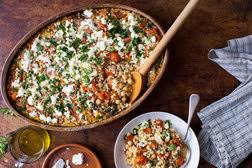 Check spelling or type a new query. Giant Couscous Cake With Roasted Pepper Sauce Recipe Nyt Cooking