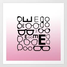 Eye Chart Eyeglasses Pink And Black Art Print By Islandtradingcompany