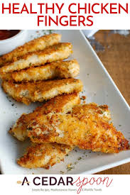 Healthy Chicken Fingers Recipe A Cedar Spoon Recipe Chicken Tender Recipes Baked Tenderloin Recipes Chicken Tenderloin Recipes