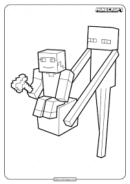 If the 'download' 'print' buttons don't work, reload this page. Minecraft Enderman With Steve Coloring Pages