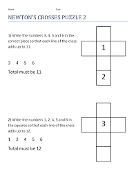 Math puzzle worksheets will challenge your kids and include addition math, pyramids, missing fractions, and math patterns. Printable Newton S Math Puzzle Worksheets K5 Worksheets Maths Puzzles Everyday Math Free Printable Math Worksheets