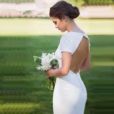 You can find lace, expensive, cheap, strapless, and many more popular mermaid. Simple Elegant Crepe Wedding Dress With Short Sleeves Open Back Mermaid Bridal Gowns Wedding Dresses Aliexpress