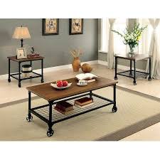 Not sure how to set a table? Furniture Of America Hicks Industrial 3 Piece Coffee Table Set Medium Oak Walmart Com Coffee Table Coffee Table End Table Set Living Room Table Sets