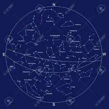 constellations sky map and constellations with titles