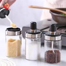 Shop for airtight canisters at bed bath & beyond. Kitchen Supplies Glass Seasoning Bottle Salt Storage Box Spice Jar With Spoon Buy From 10 On Joom E Commerce Platform