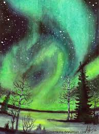 Sky Lights Watercolor By C Tuonenkalla Via Deviantart Northern Lights Watercolor Art Painting Winter Art