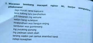 Lanang wadon pan samya anambut kardi. 1 Tulisen Paugerane Tembang Ing Dhuwur 2 Gancarna Tembang Ing Dhuwur 3 Critakna Isine Tembang Brainly Co Id
