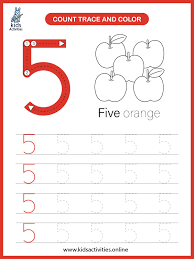 kindergarten math worksheets trace and color numbers kids activities