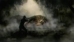 Di dalam gambar ini menunjukkan seekor buaya dan seekor ular phyton sedang bergelut. Bujang Senang Si Buaya Godzilla Asal Iban Yang Pernah Bikin Geger Boombastis