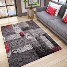 Intensive farbbrillanz, seitlich eingefasst und garantiert fusselfrei. Designer Teppich Wohnzimmer Inneneinrichtung Modern Rot Vimoda Homestyle