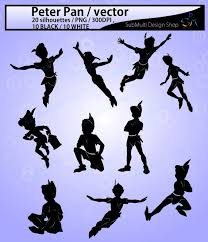 10 Black And 10 White Peter Pan Peter Pan Silhouette Etsy Peter Pan Silhouette Silhouette Peter Pan
