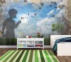 La carta da parati per la cameretta è liscia e piacevole al tatto e non riflette la luce del sole. Bambino Con Fiore Carta Da Parati Bambini