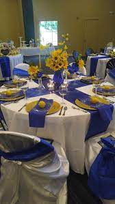 Top 7 Breath Taking Blue Wedding Ideas To Brighten Your Day Royal Blue And Yell Wedding Table Decorations Blue Blue Yellow Weddings Yellow Wedding Decorations