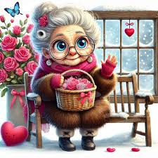 Buy Valentine's Day Old Lady Clipart: Watercolor Grandma With Bouquet  (digital Download Jpgs) Online in India
