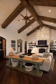 Featuring three plastic blades, this ceiling fan features an included light kit with a frosted white shade. A Great Great Room Open For Everyone To Enjoy Together Farm House Living Room Beams Living Room Home