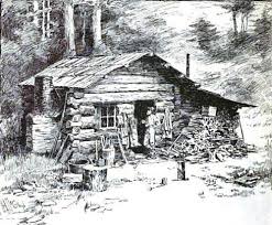 404 Not Found Cabin Art Farmhouse Art Landscape Drawings