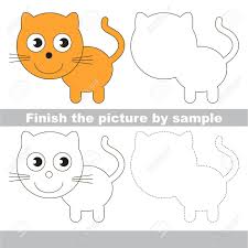 Arbeitsblatt Fur Kinder Zeichnen Beende Das Bild Und Zeichne Das Susse Katzchen Lizenzfrei Nutzbare Vektorgrafiken Clip Arts Illustrationen Image 55111173